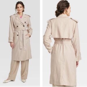 NWT Target A New Day Beige Tan Linen Trench Coat